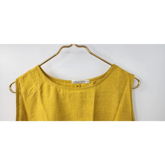 Luala Pyjamas Silk Mustard‎ Sleeveless Button Back Top 2XL - Picture 3 of 6